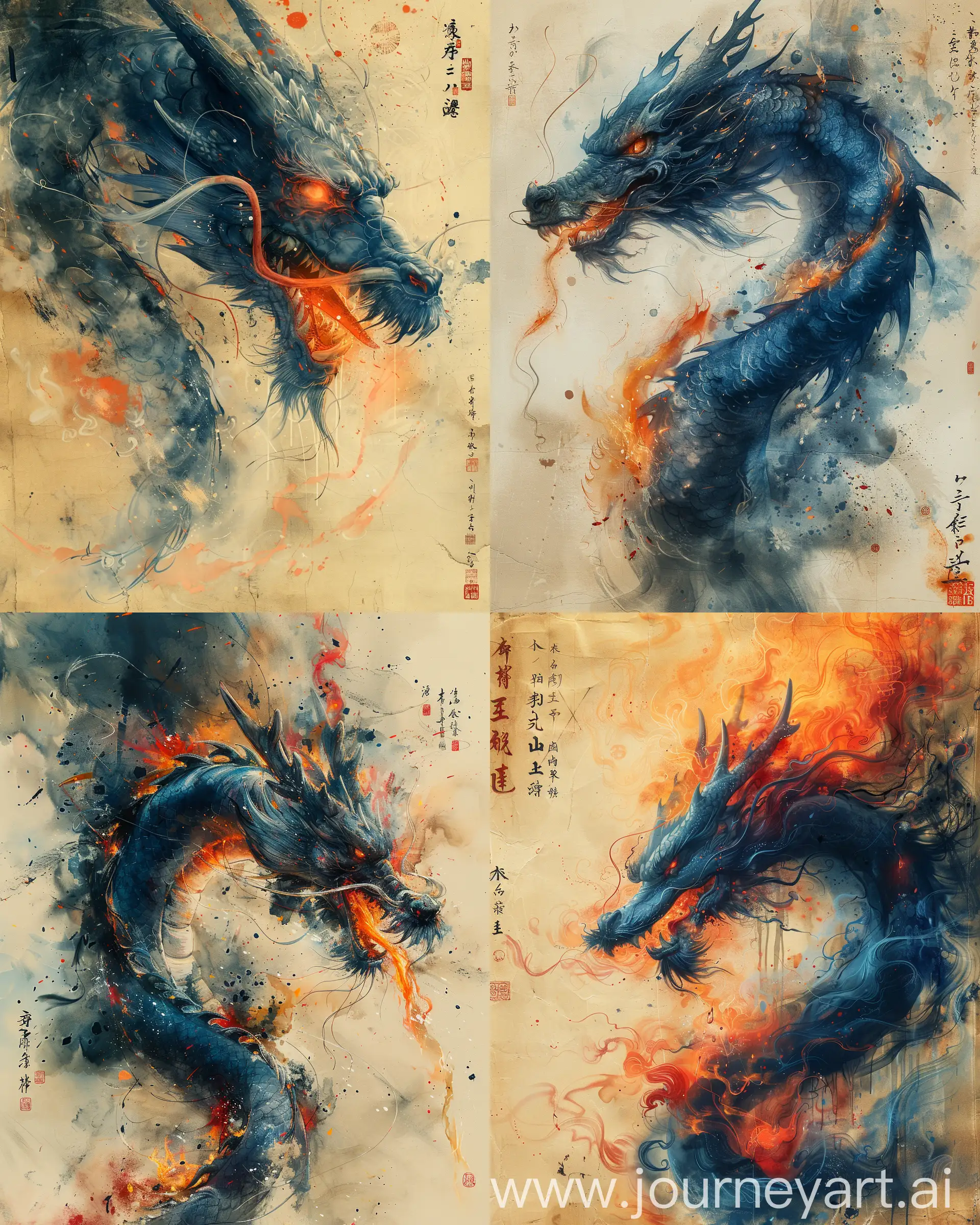 Surreal-Dragon-Breathing-Fire-Moody-WabiSabi-Art