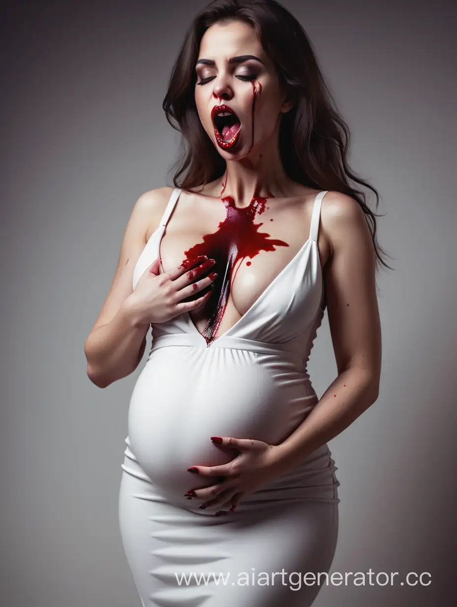 Seductive-Woman-in-White-Dress-Licking-Blood-from-Babys-Neck