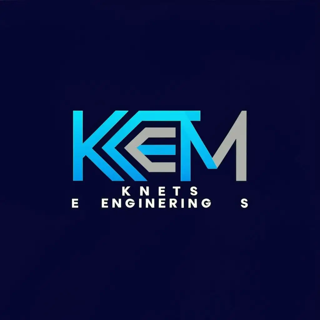 logo, blue color, with the text "Kem Kinetics Engineering", typography, be used in Construction industry