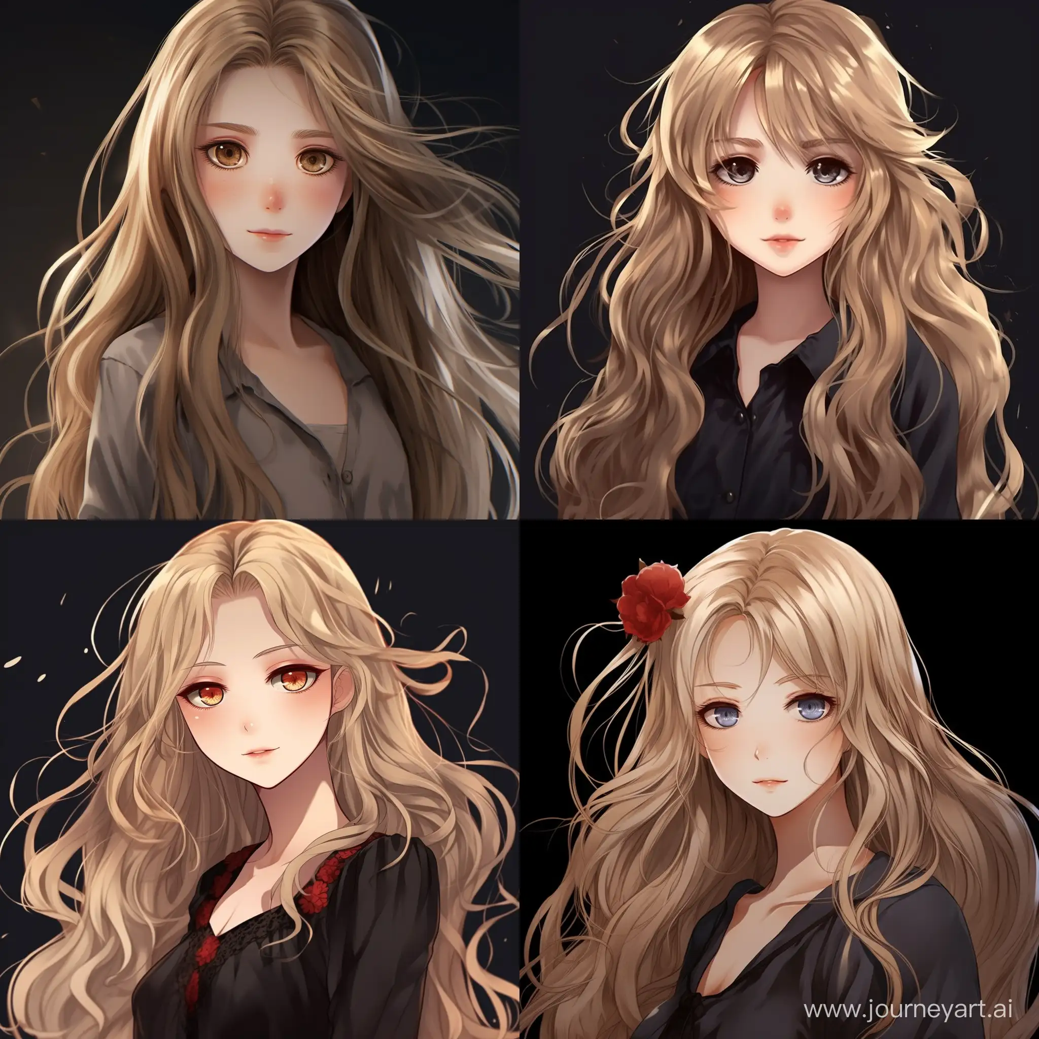 Yami has long blonde hair, dark red irises, and a child-like figure. Cute girl.Her 3-sizes are B75-W52-H77. Uhd anime style. 