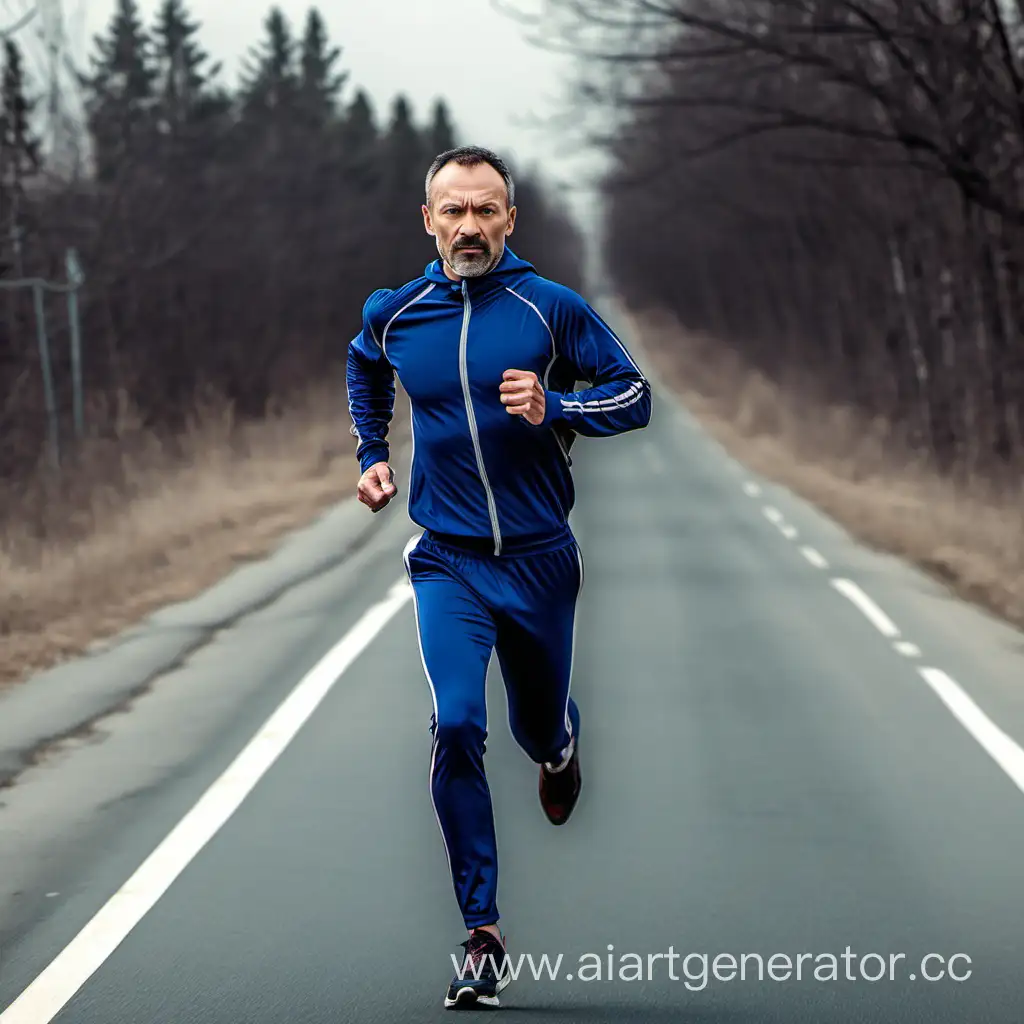 MiddleAged-Man-Jogging-in-Stylish-Sports-Attire-on-a-Scenic-Road