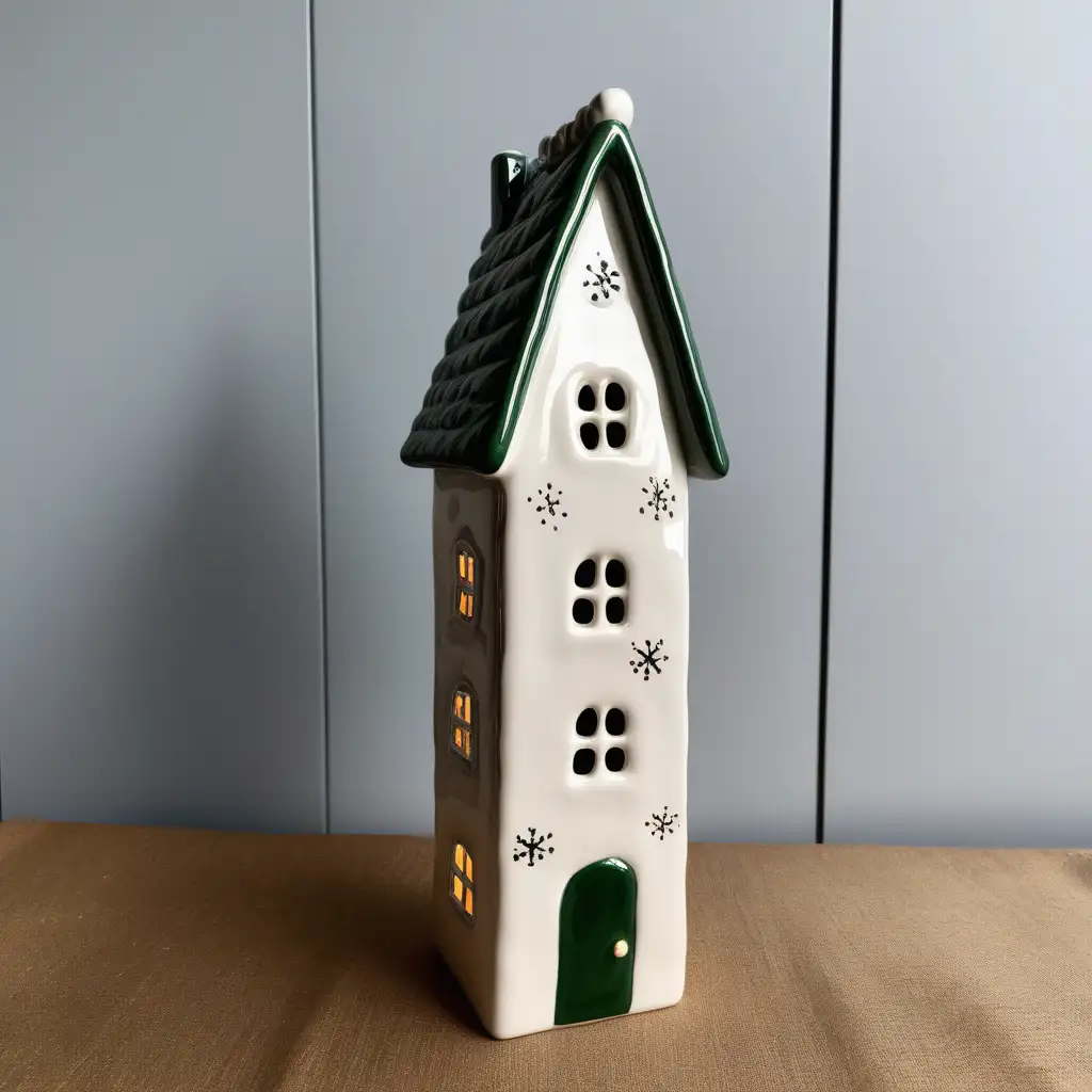 Charming Christmas Ceramic Tall House Decor
