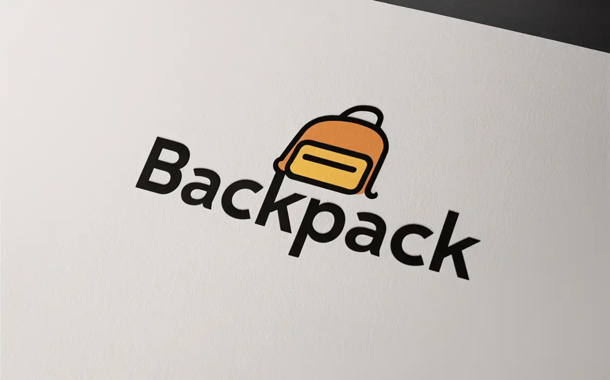 Logo Design Backpack Attached to the Word Backpack
