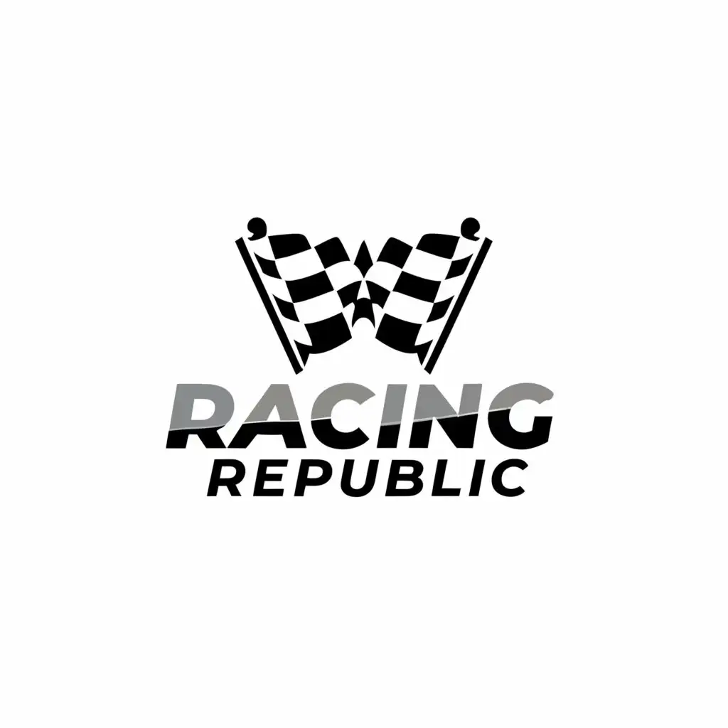 a logo design,with the text "Racing Republic", main symbol:chequered flag,Minimalistic,be used in Automotive industry,clear background