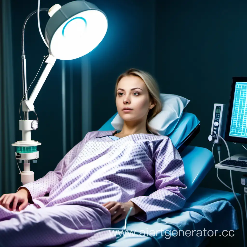 Relaxed-Patient-in-Pajamas-Undergoes-Surgery-with-Operation-Lamp-Illumination