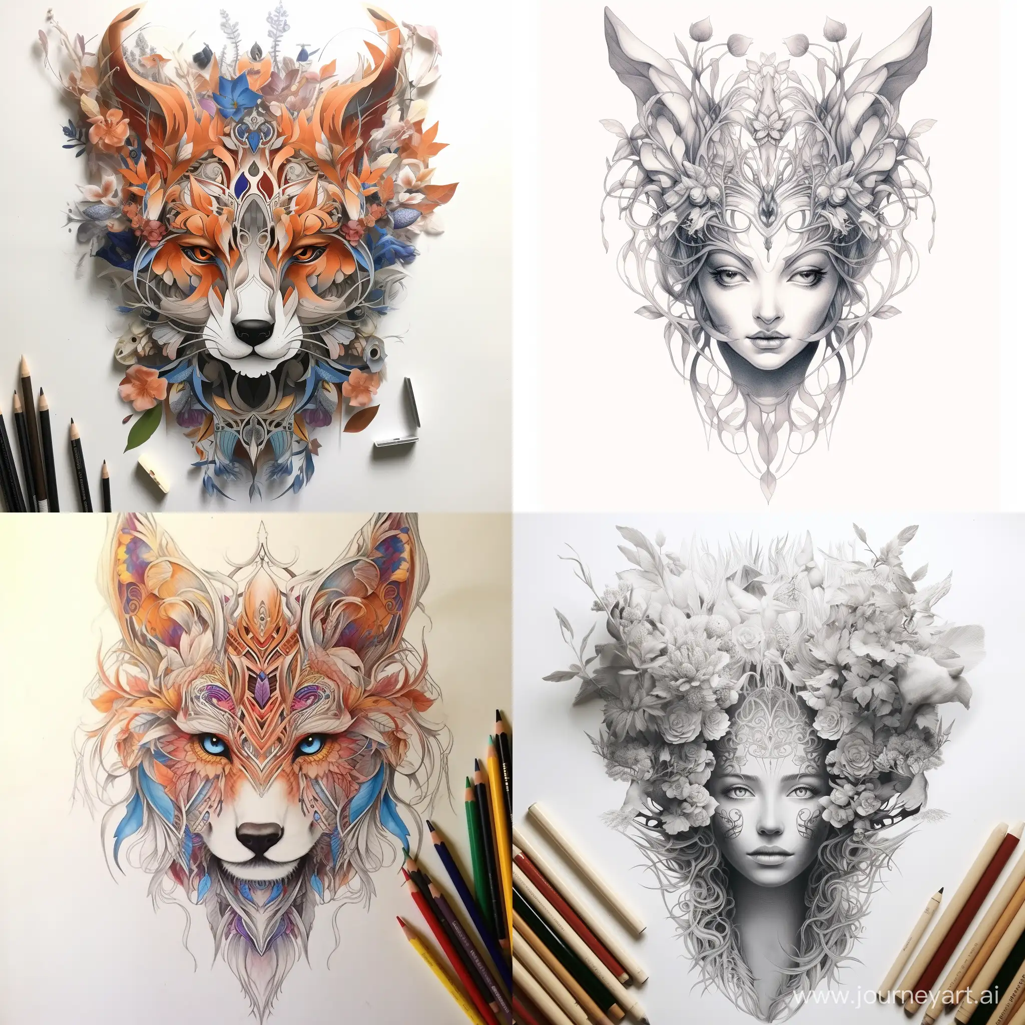 Enchanting-Fox-Fairy-in-a-Magical-Cartoon-Pencil-Drawing