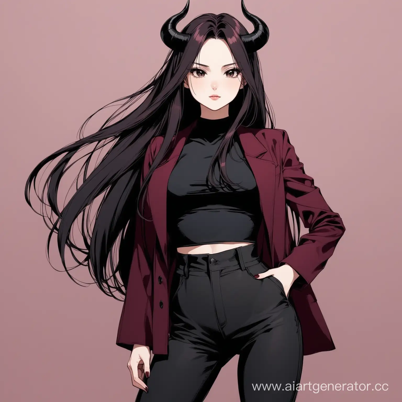Mysterious-Girl-with-Long-Hair-and-Horns-in-Stylish-Attire