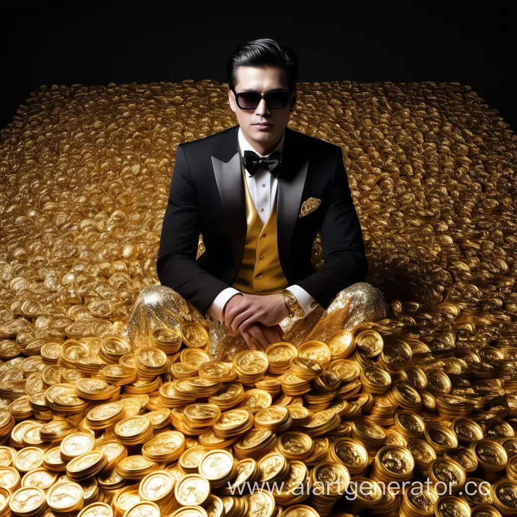 Wealthy-Entrepreneur-Surrounded-by-Abundance-of-Gold