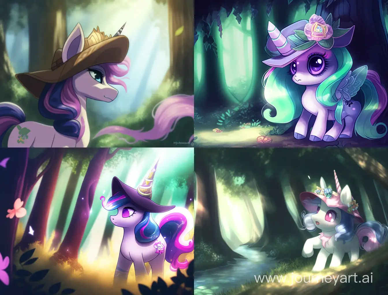 Adorable-My-Little-Pony-Unicorn-Wearing-a-Hat-in-Enchanting-Forest