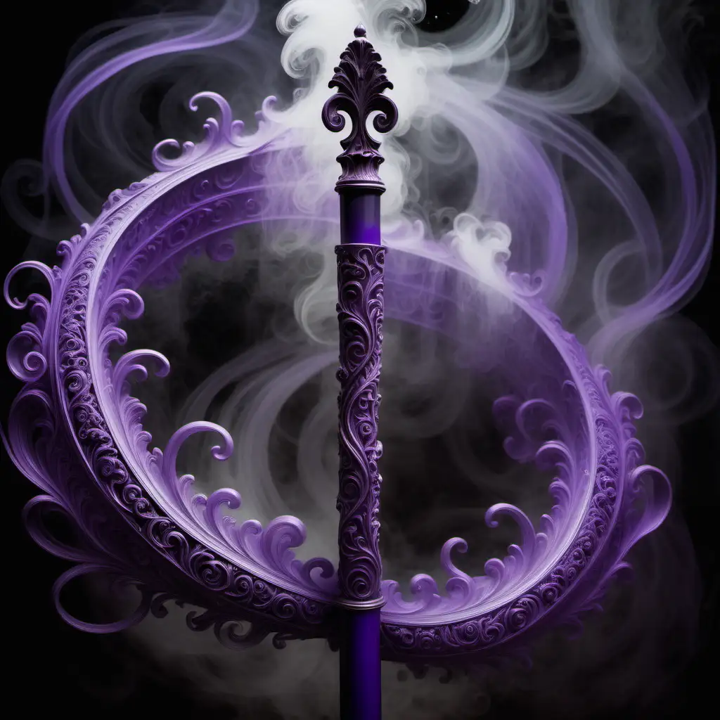 Enchanting Violet Rod Surrounded by Mystical Dark Mist