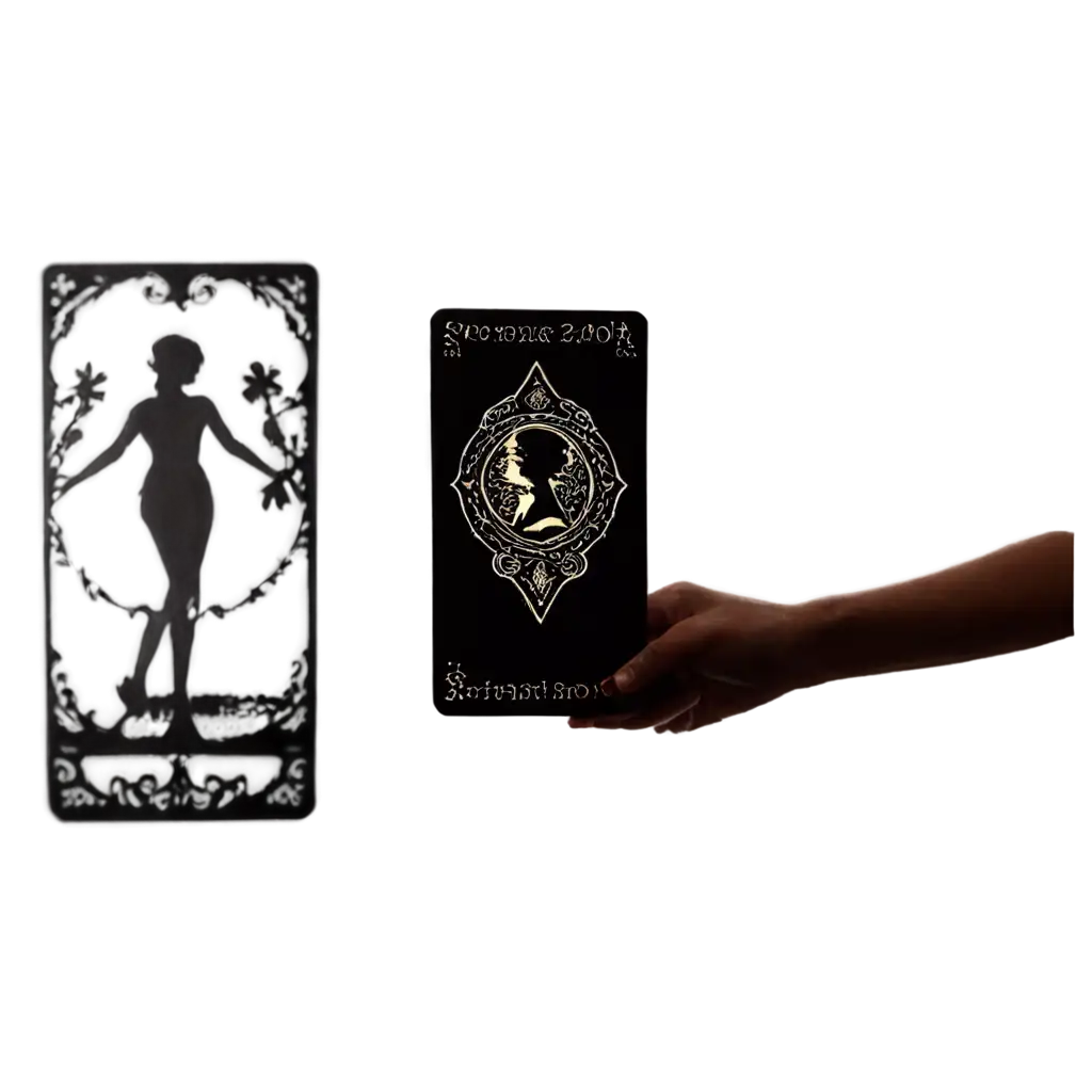 (silhouette) hand holding tarot cards,