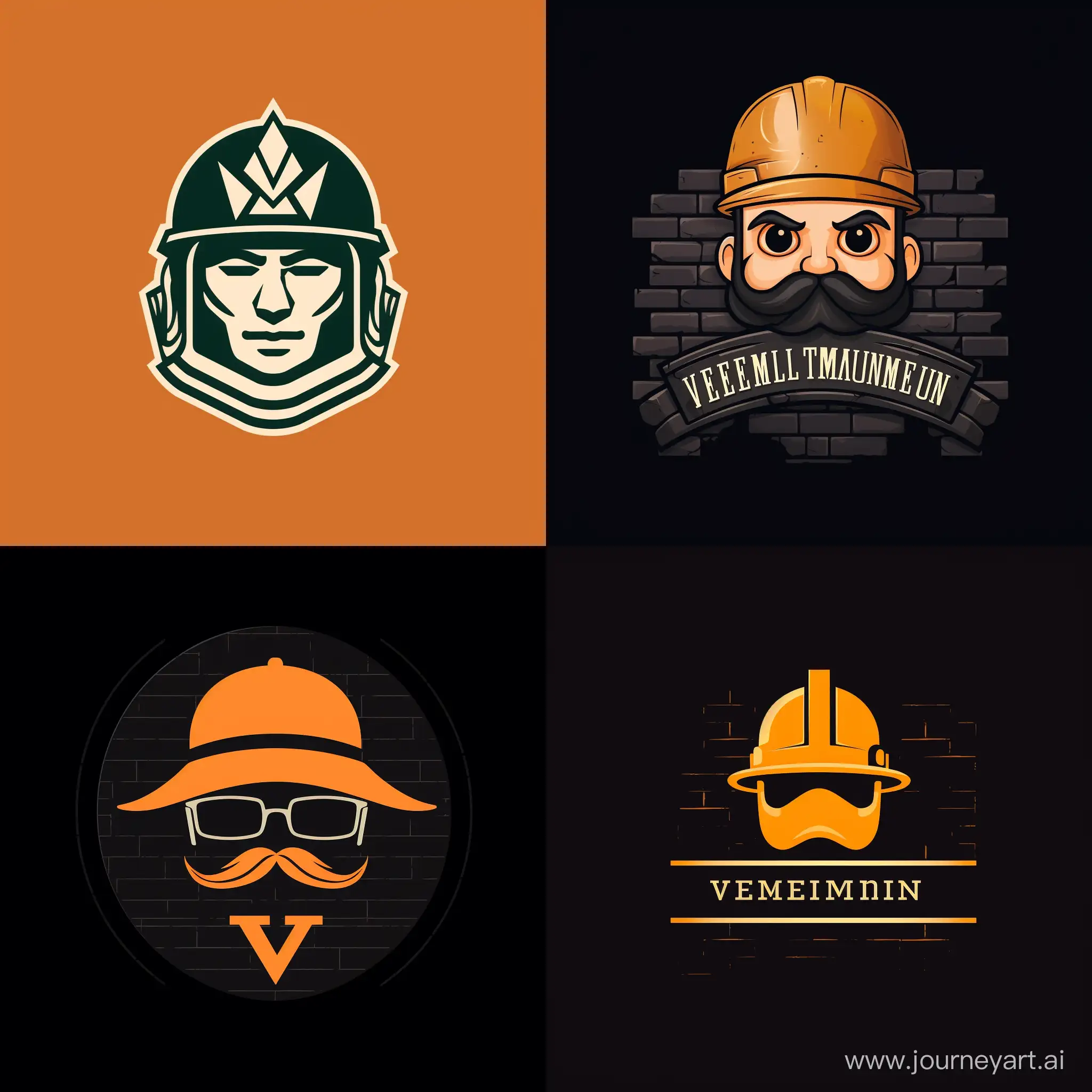 Logo for construction company called ‘Vermeulen en Vrienden’. Very stereotypical with bricks and a helmet.
