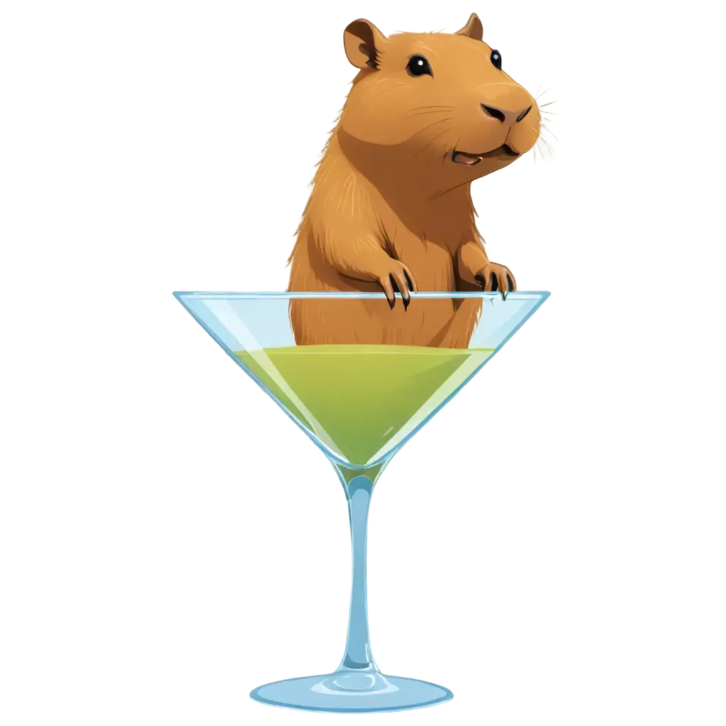 Cute-Capybara-in-a-Martini-Glass-HighQuality-PNG-Vector-Art