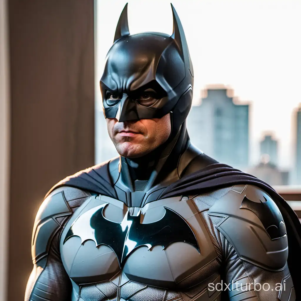 Batman in his costume without a mask