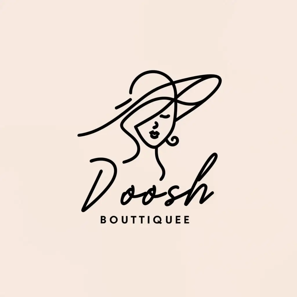 a logo design,with the text "doosh boutique", main symbol:woman face with hat,Moderate,be used in Beauty Spa industry,clear background