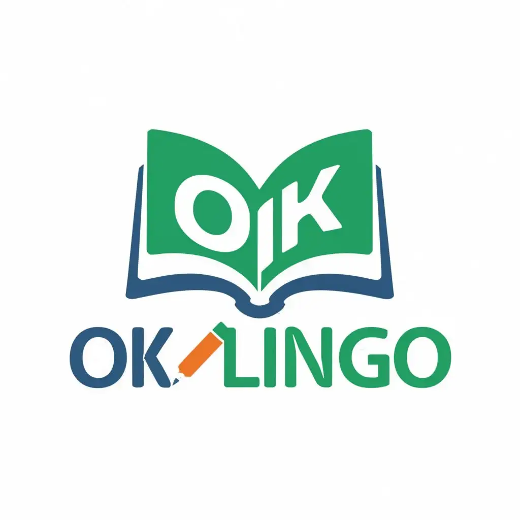 logo, book, with the text "ok lingo", typography, be used in Education industry