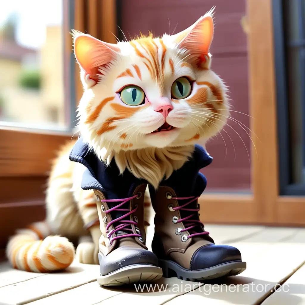 Adventurous-Cat-Wearing-Stylish-Boots-Explores-Enchanting-Forest