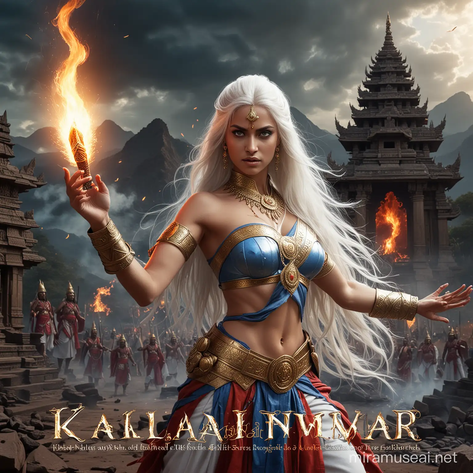 Empress Goddess General Casting Fire and Lightning at Kaliman War