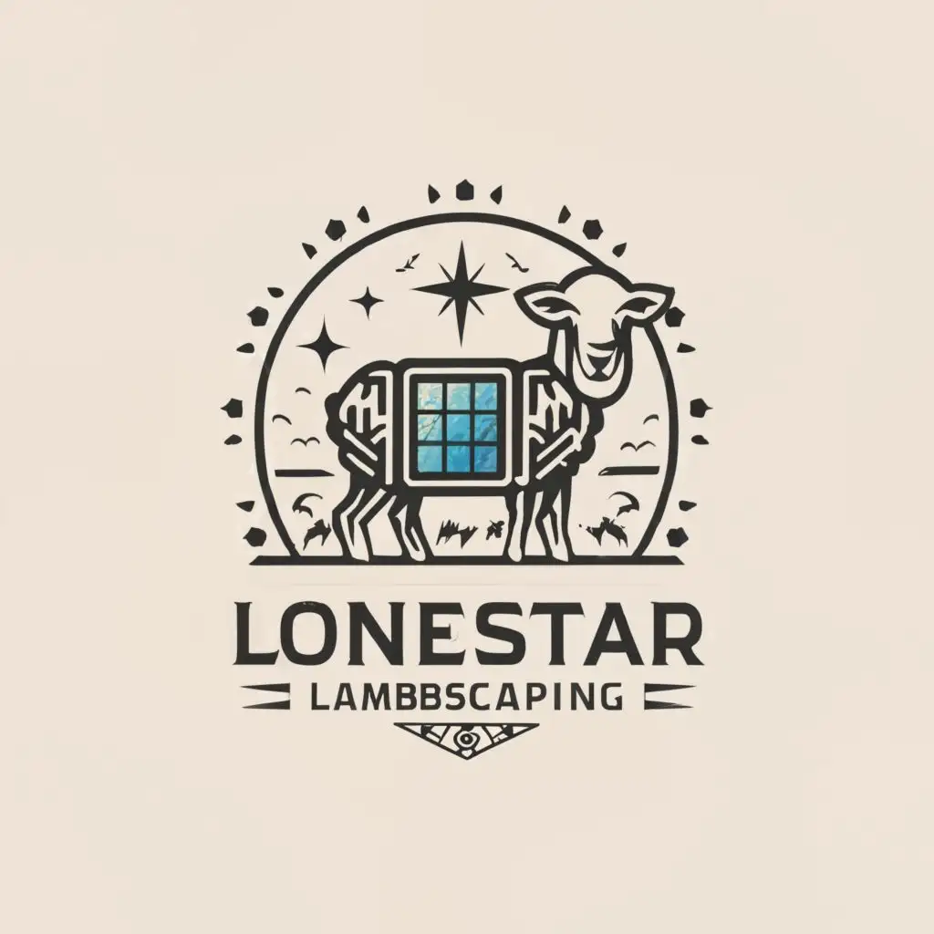 a logo design,with the text "Lonestar Lambscaping", main symbol:Sheep Texas solar panel art deco Mexico simple, be used in Animals Pets industry