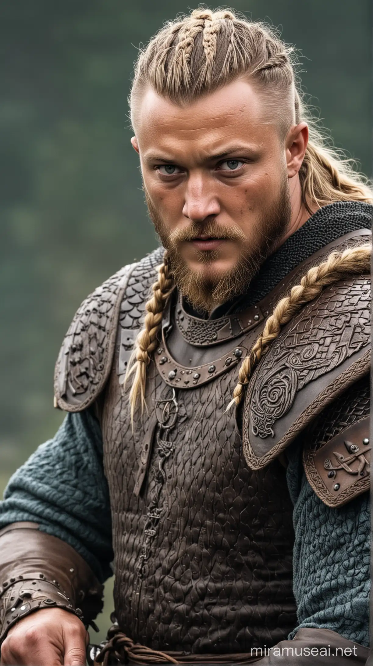Legendary Viking Chieftain Ragnar Lothbrok in Battle