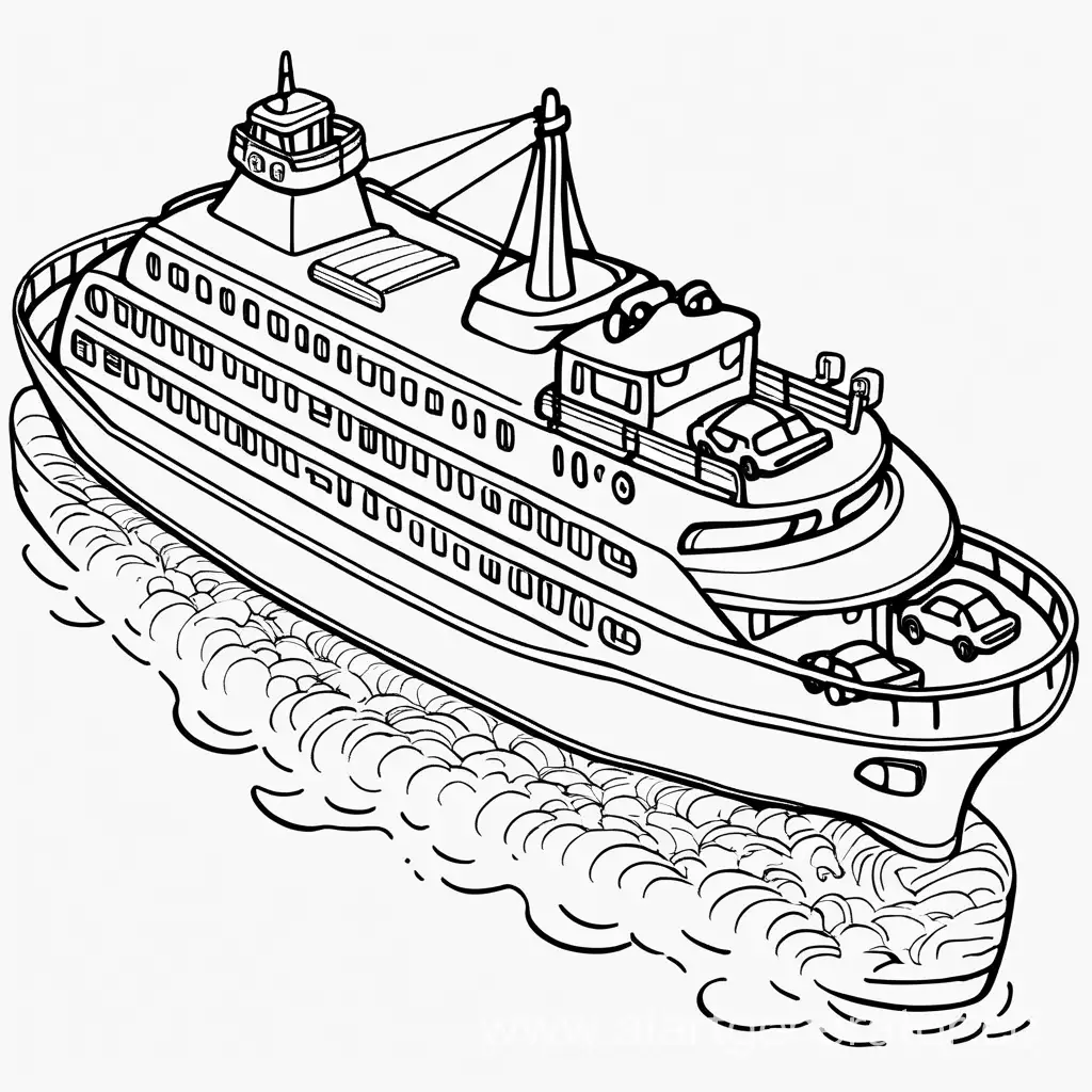 Top-View-Ferry-Drawing-for-Children-Fun-Outline-Art-with-Cars