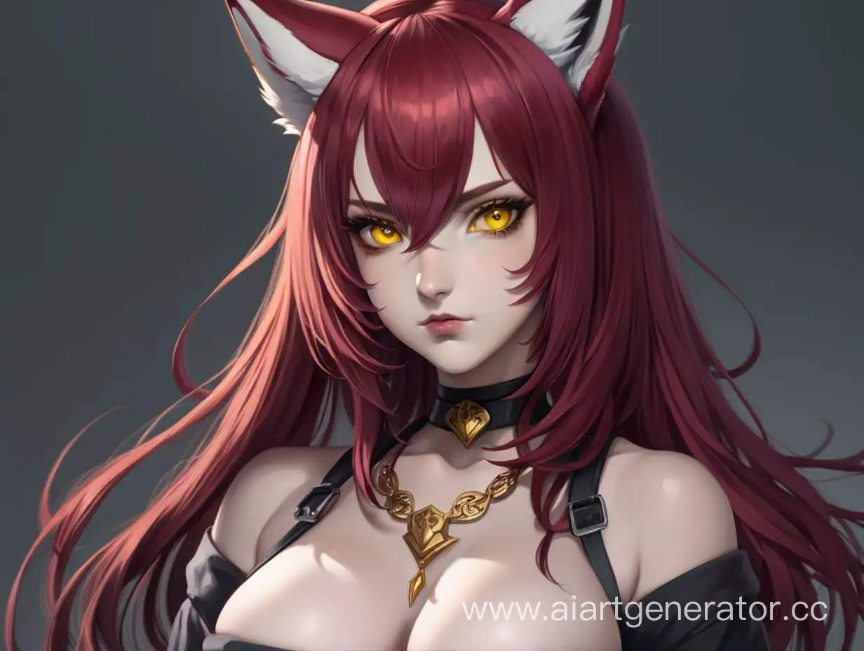 Enigmatic-Girl-with-Fox-Ears-CrimsonHaired-Beauty-Captures-Attention-with-Menacing-Gaze-and-Unique-Features