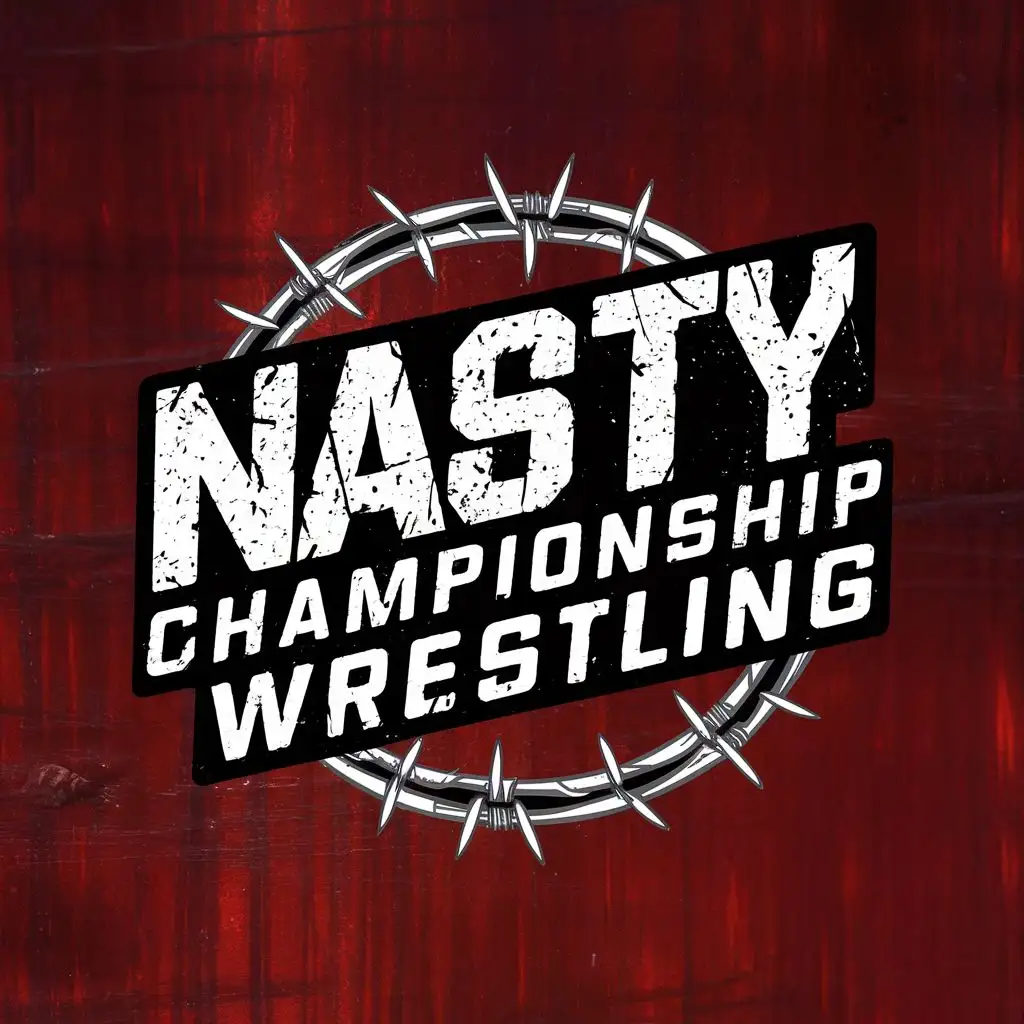 LOGO-Design-for-Nasty-Championship-Wrestling-Bold-Typography-with-Barbed-Wire-Element