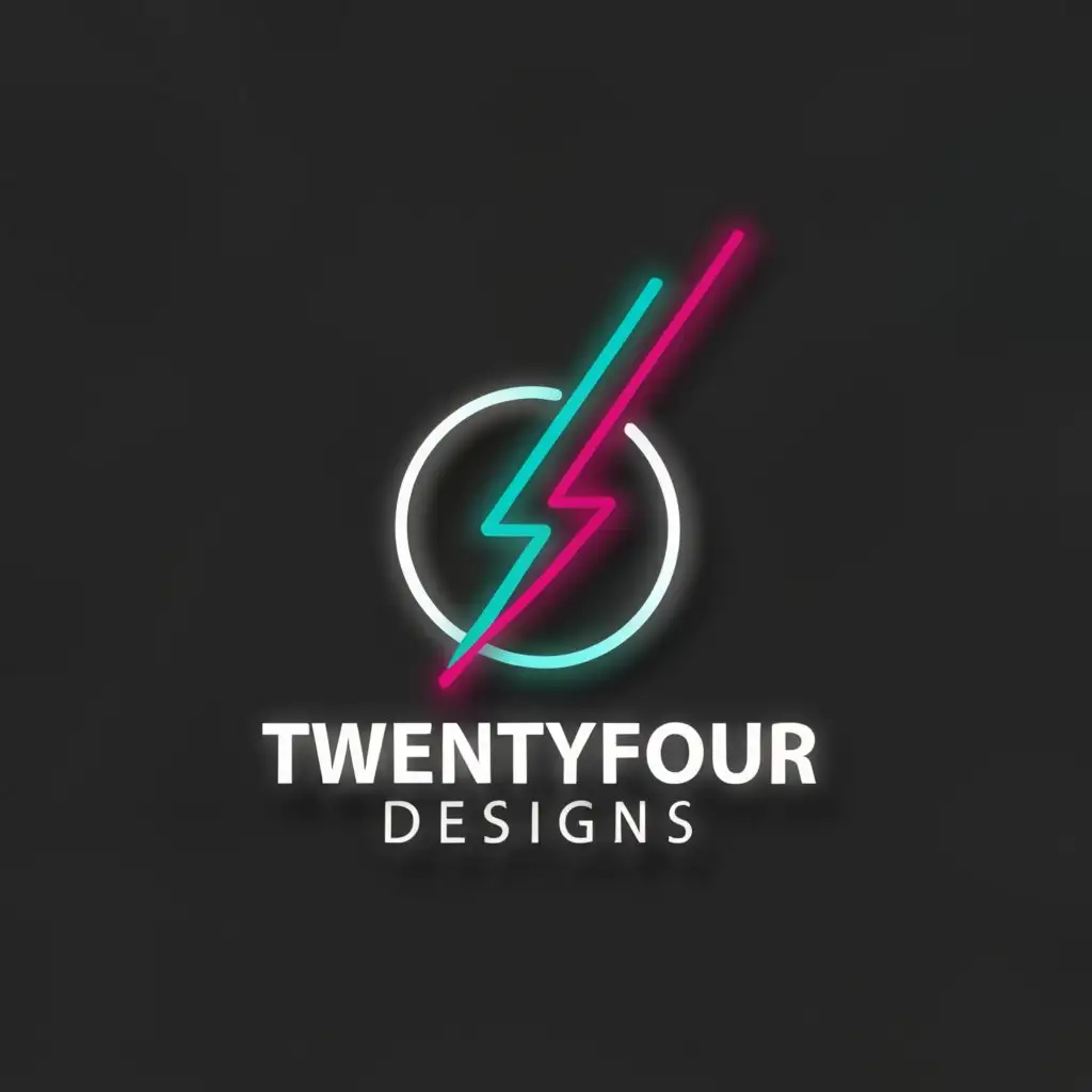 a logo design,with the text "Twenty four designs", main symbol:Neon sign, lightening bolt,Minimalistic,be used in Sports Fitness industry,clear background