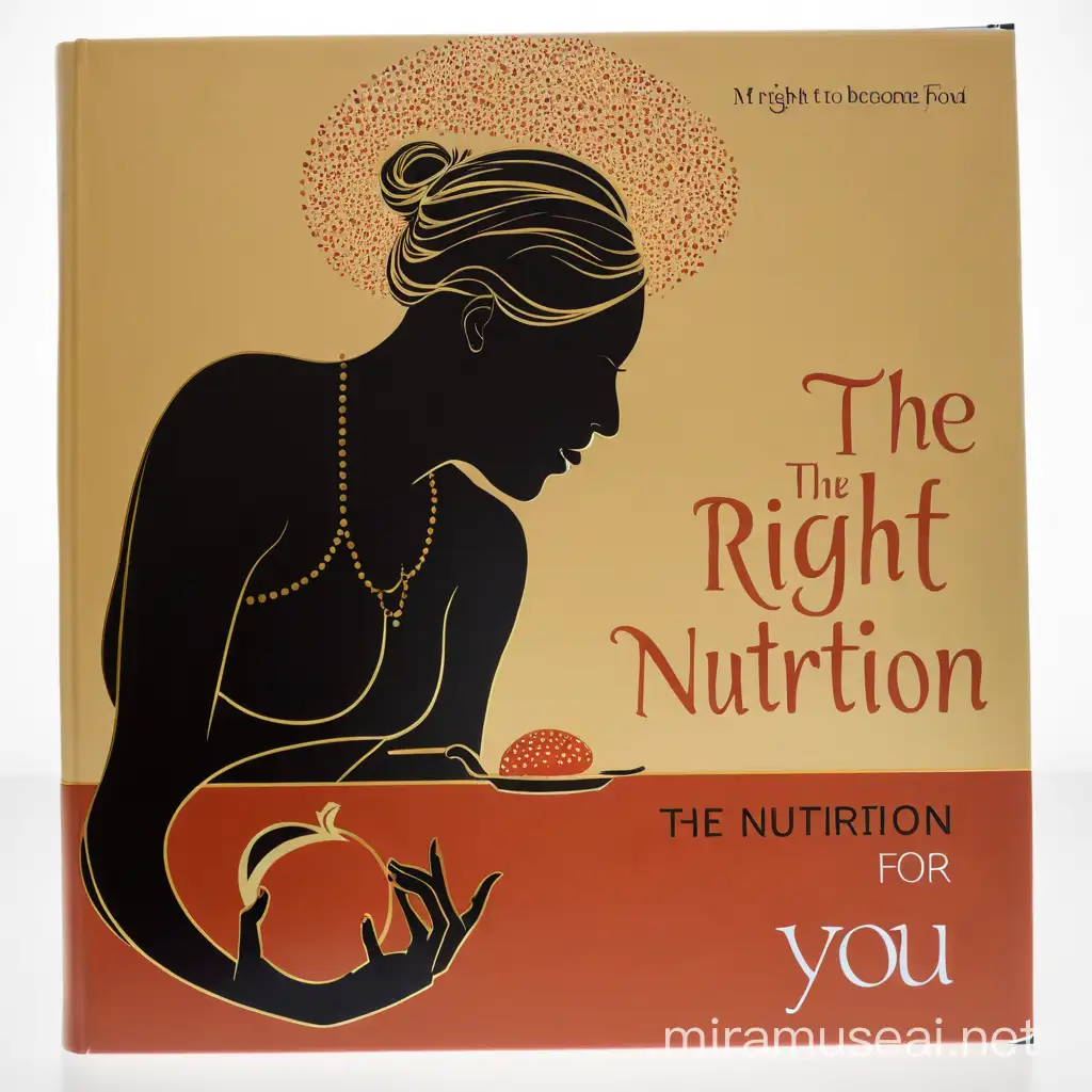 Use this book cover as inspiration and use the style of this cover to create a new book cover. The title of the book: the right nutrition for you to become pregnant. The picture on the book cover should be a almost photorealistic drawing of a pregnant woman with a clearly visible belly holding healthy food