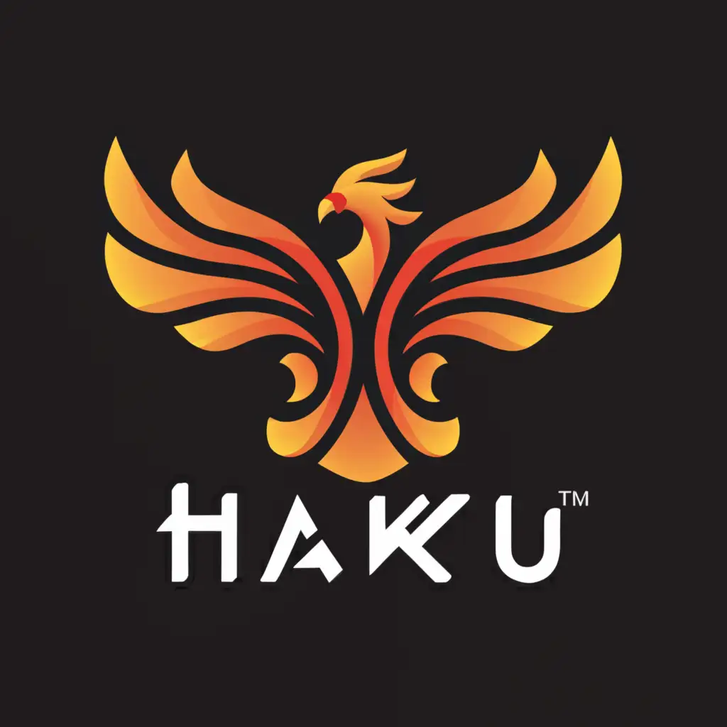 a logo design,with the text "haku", main symbol:phoenix,Moderate,clear background