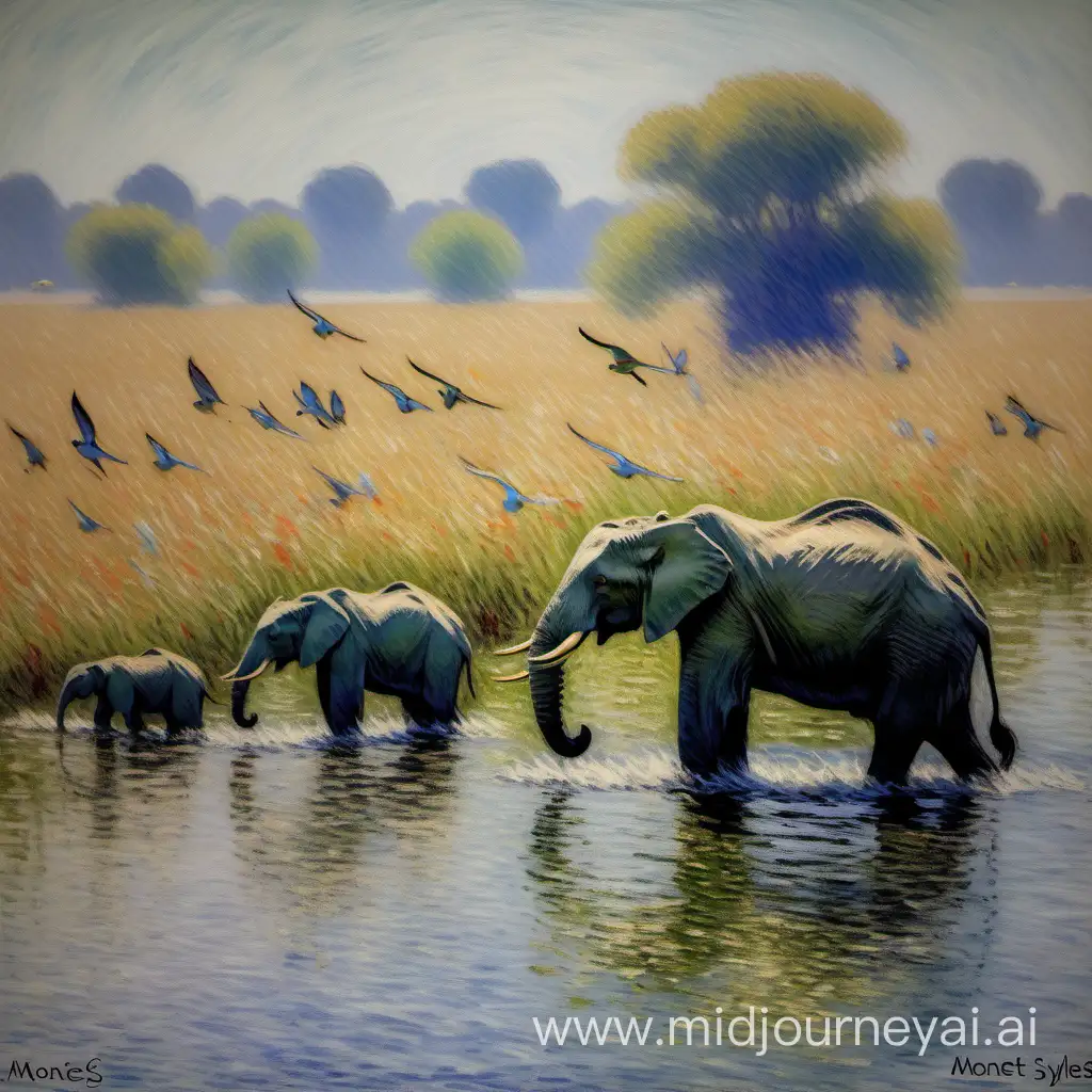 Captivating MonetInspired Wildlife Painting
