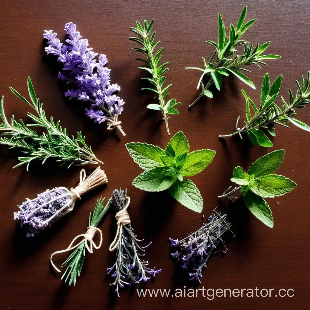 Aromatic-Herb-Garden-with-Lavender-Rosemary-Valerian-Patchouli-and-Mint-Flowers