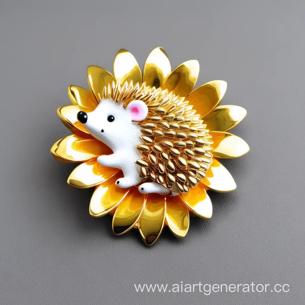 Golden-Hedgehog-Flower-Brooch-Exquisite-Floral-Design-Adorned-with-Gilded-Hedgehog