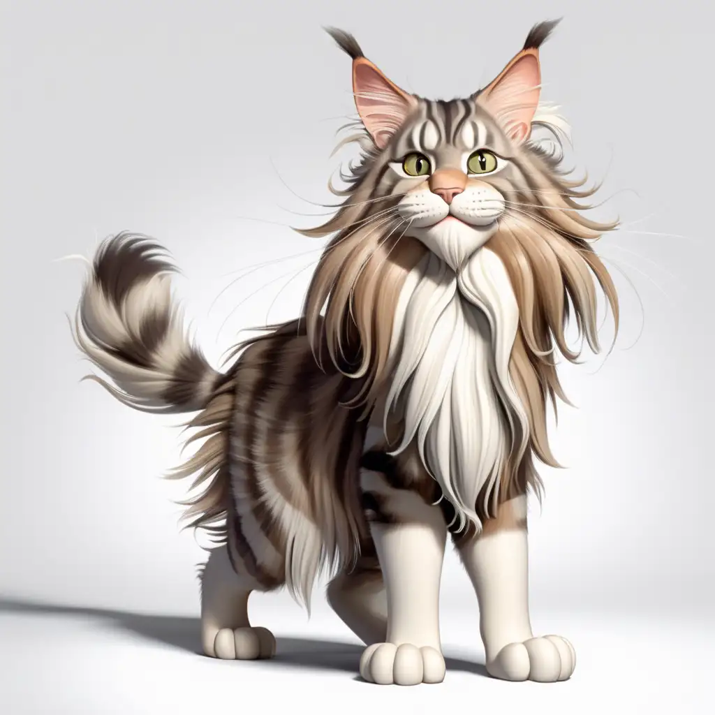 Exaggerated PixarStyle Maine Coon Cat Caricatures in FullLength