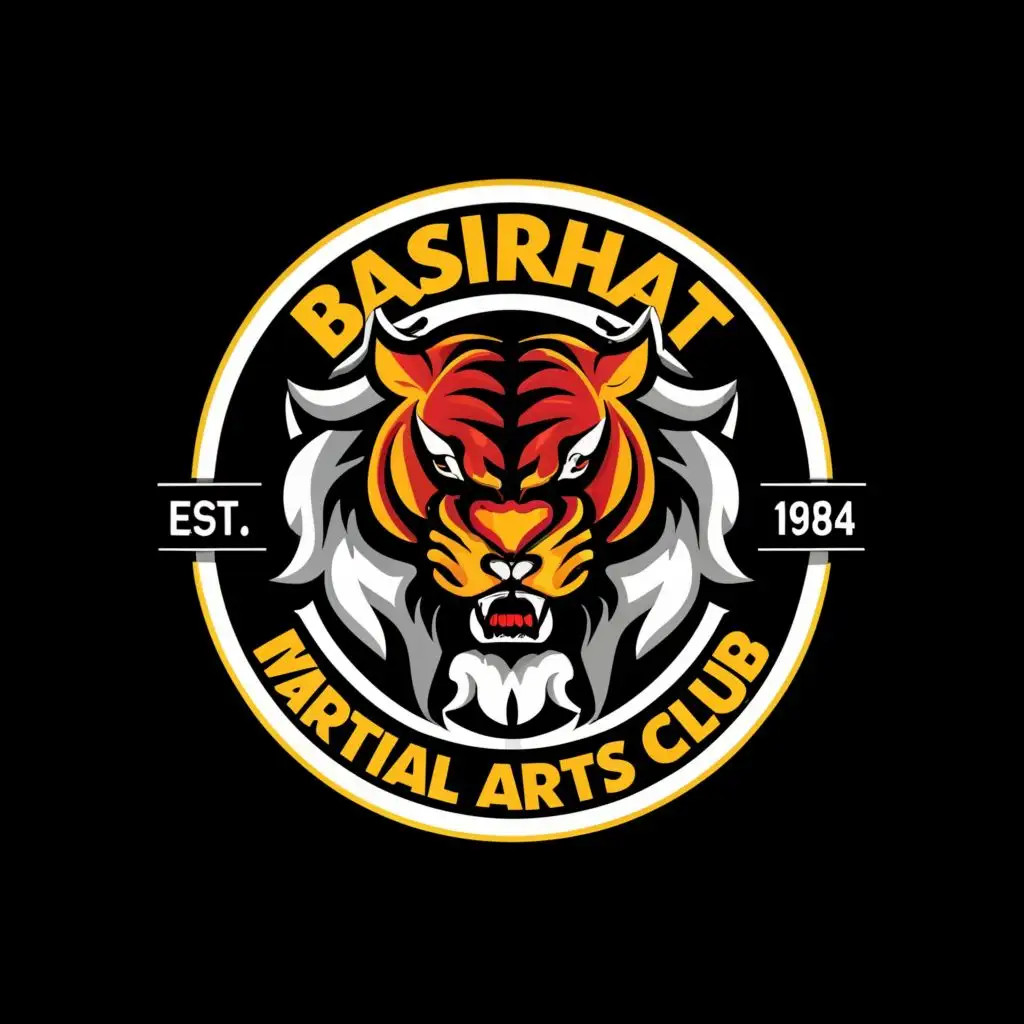 a logo design,with the text "Basirhat Martial Arts Club(BMAC)", main symbol:Tiger/Lion/Dragon,Moderate,be used in Sports Fitness industry,clear background