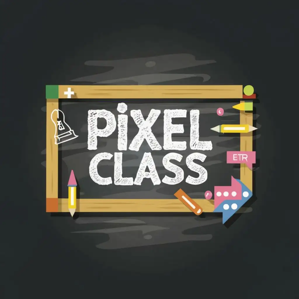 logo, blackboard, with the text "pixel class", typography, be used in Education industry