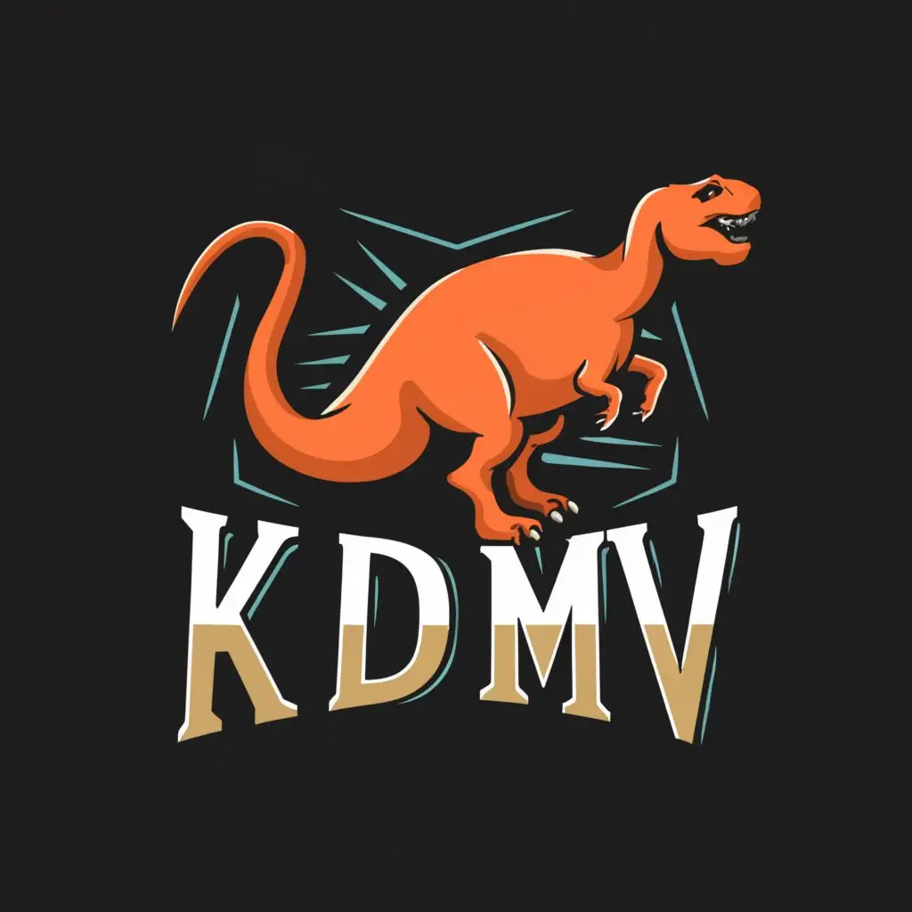 LOGO-Design-For-KDMV-Bold-Dinosaur-Emblem-on-Clear-Background
