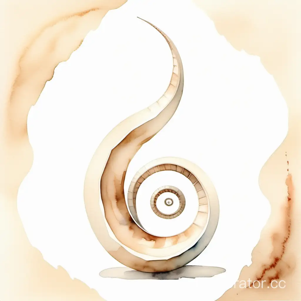 Minimalist-Watercolor-Painting-Elongated-Spiral-in-Light-Beige