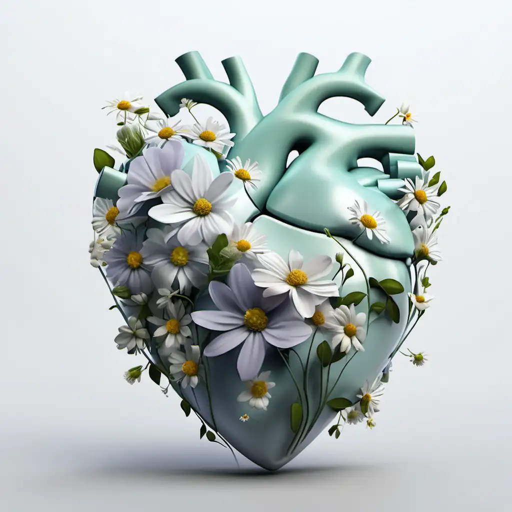 Floral Adorned Heart Sculpture Elegant Botanical Artwork