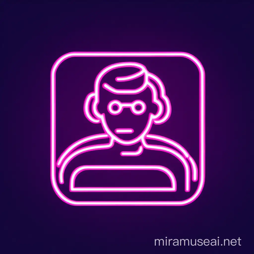 Human Icon in Neon Light on Transparent Background