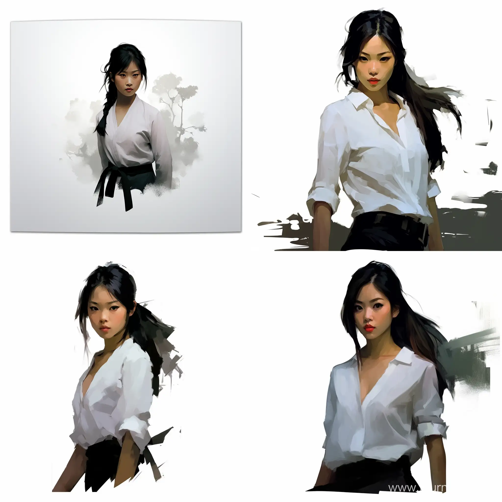 Asian Girl, White Shirt, GSI on WhiteShirt
