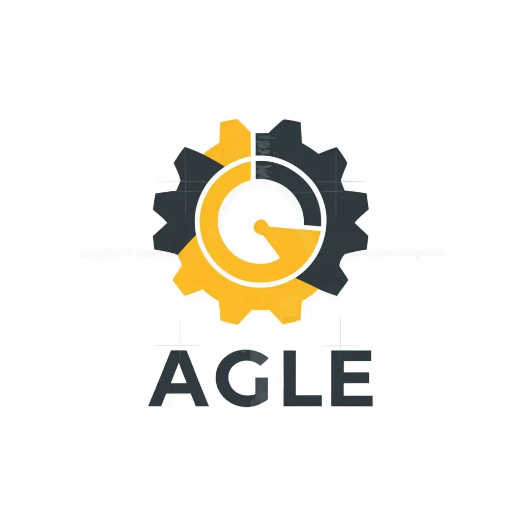 a logo design,with the text "agile", main symbol:clock, arrow, gear, yellow,Moderate,be used in Technology industry,clear background
