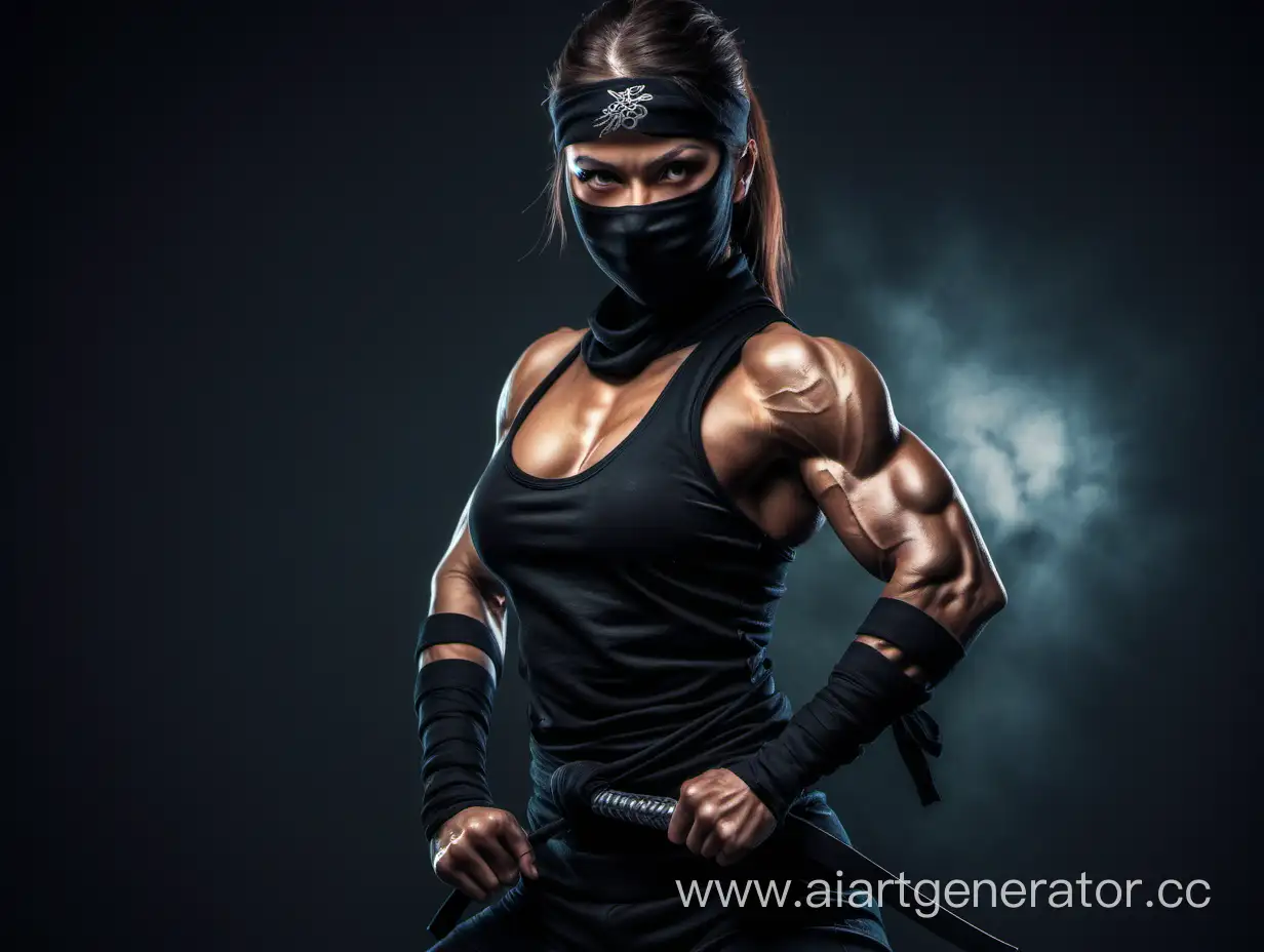 girl with a muscular body, ninja