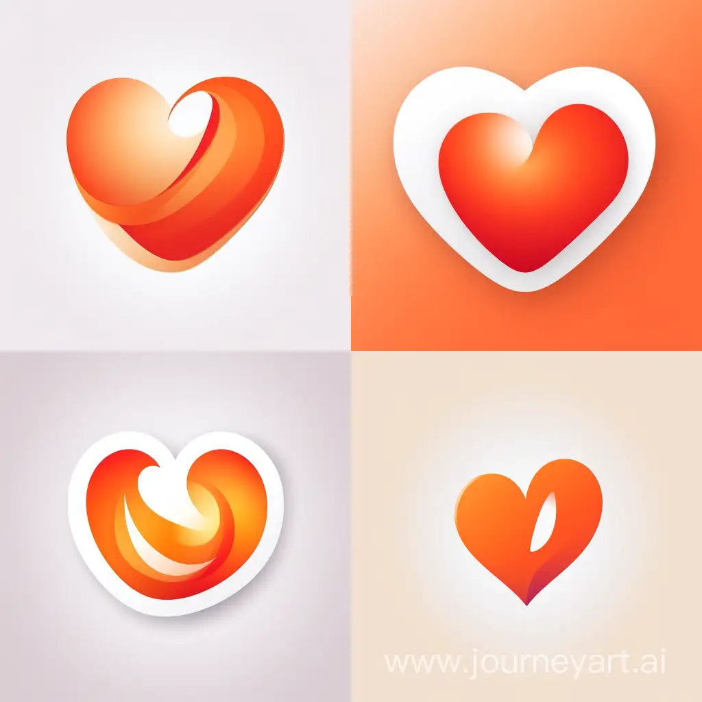 Envision a modern heart-shaped logo for the dating app, utilizing the bold and energetic Tinder orange color. The heart design is sleek and contemporary, featuring clean lines and a hint of gradient to add depth. This logo captures the essence of connection and excitement, aligning with the dynamic spirit of modern dating.