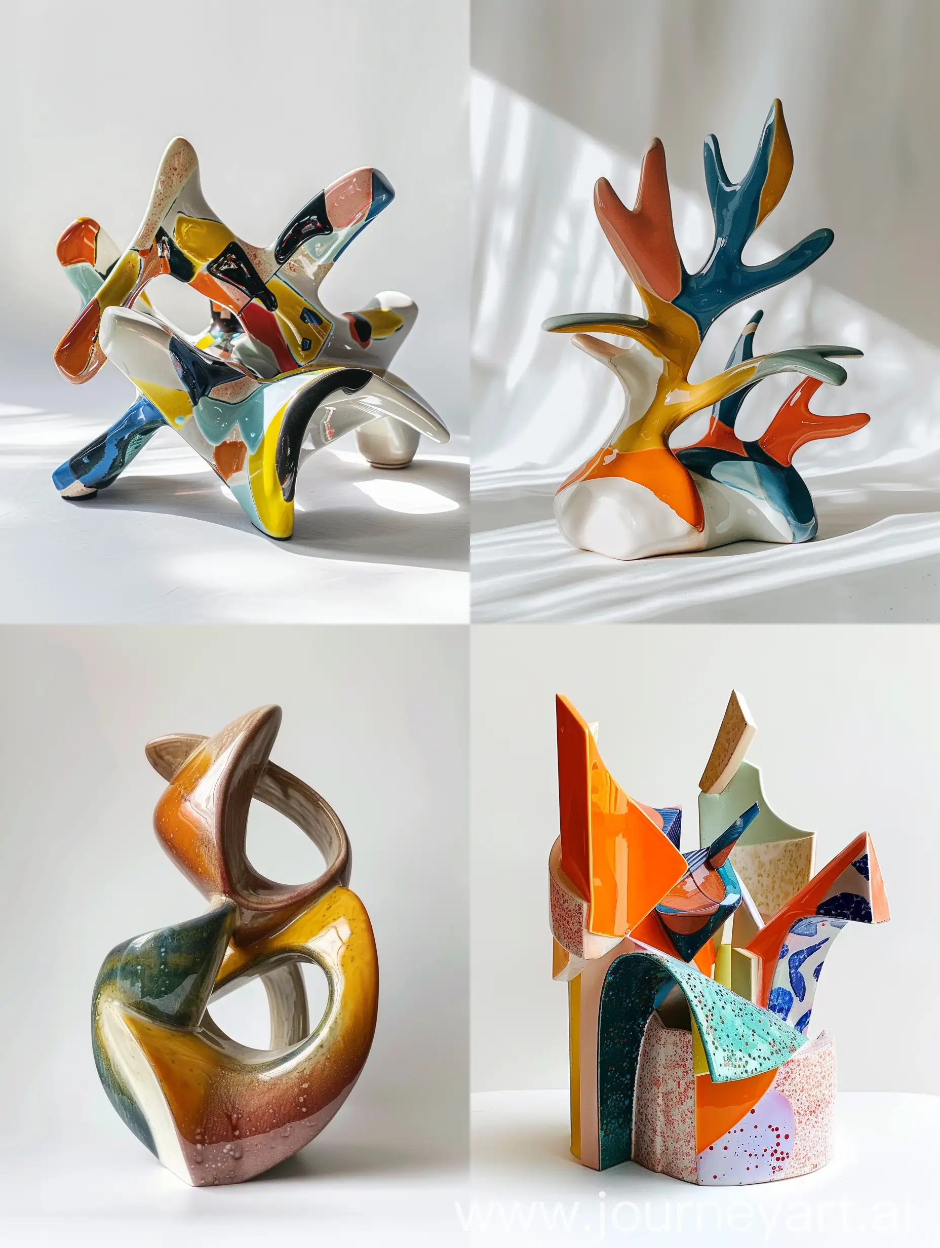 Expressive-Ceramic-Abstract-Sculpture-in-Scandinavian-Style-Retro-60s-Cubism-and-Suprematism