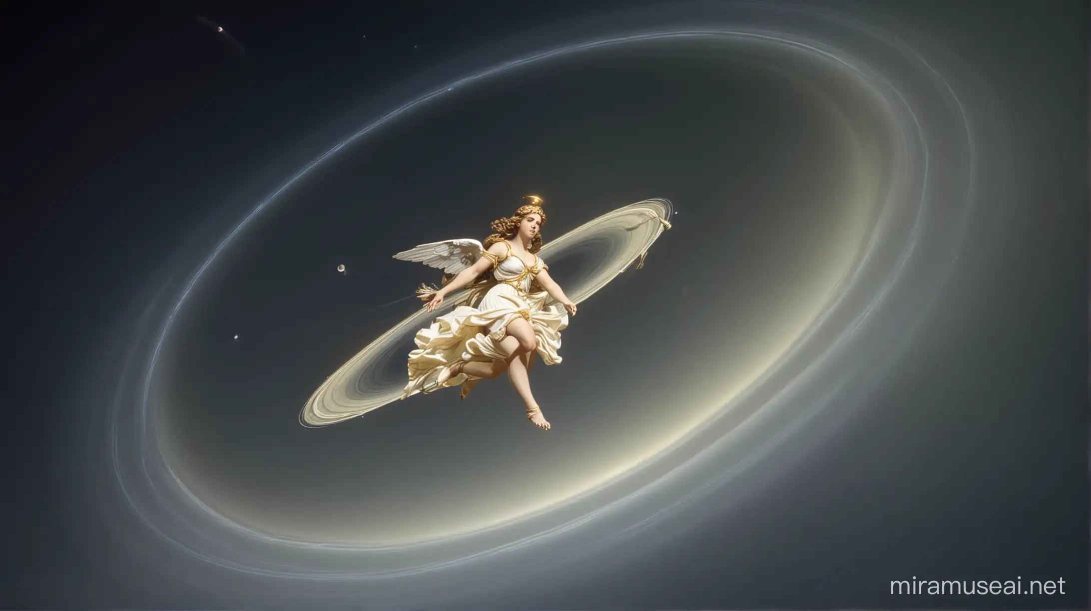 Majestic Angel Soaring Amid Saturns Upper Atmosphere
