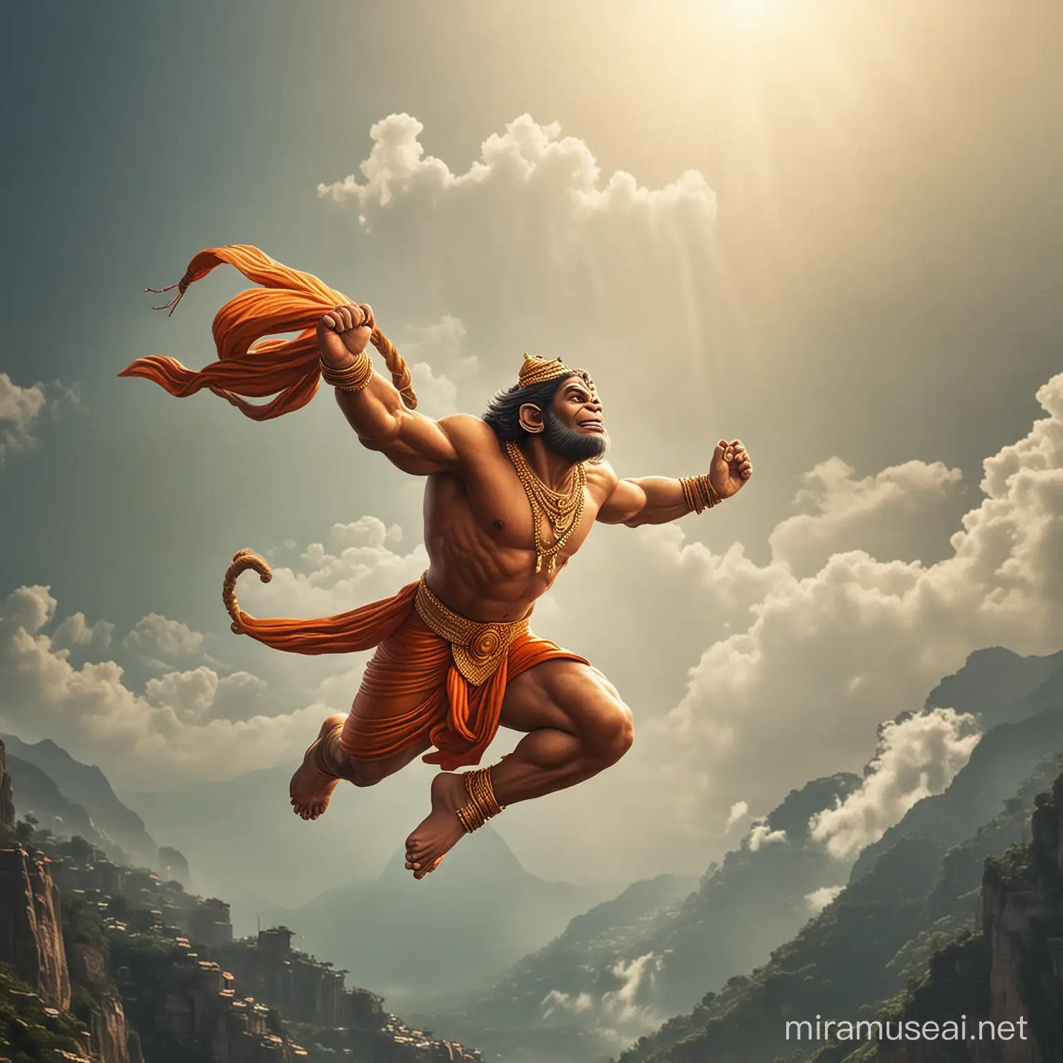 lord hanuman flying
