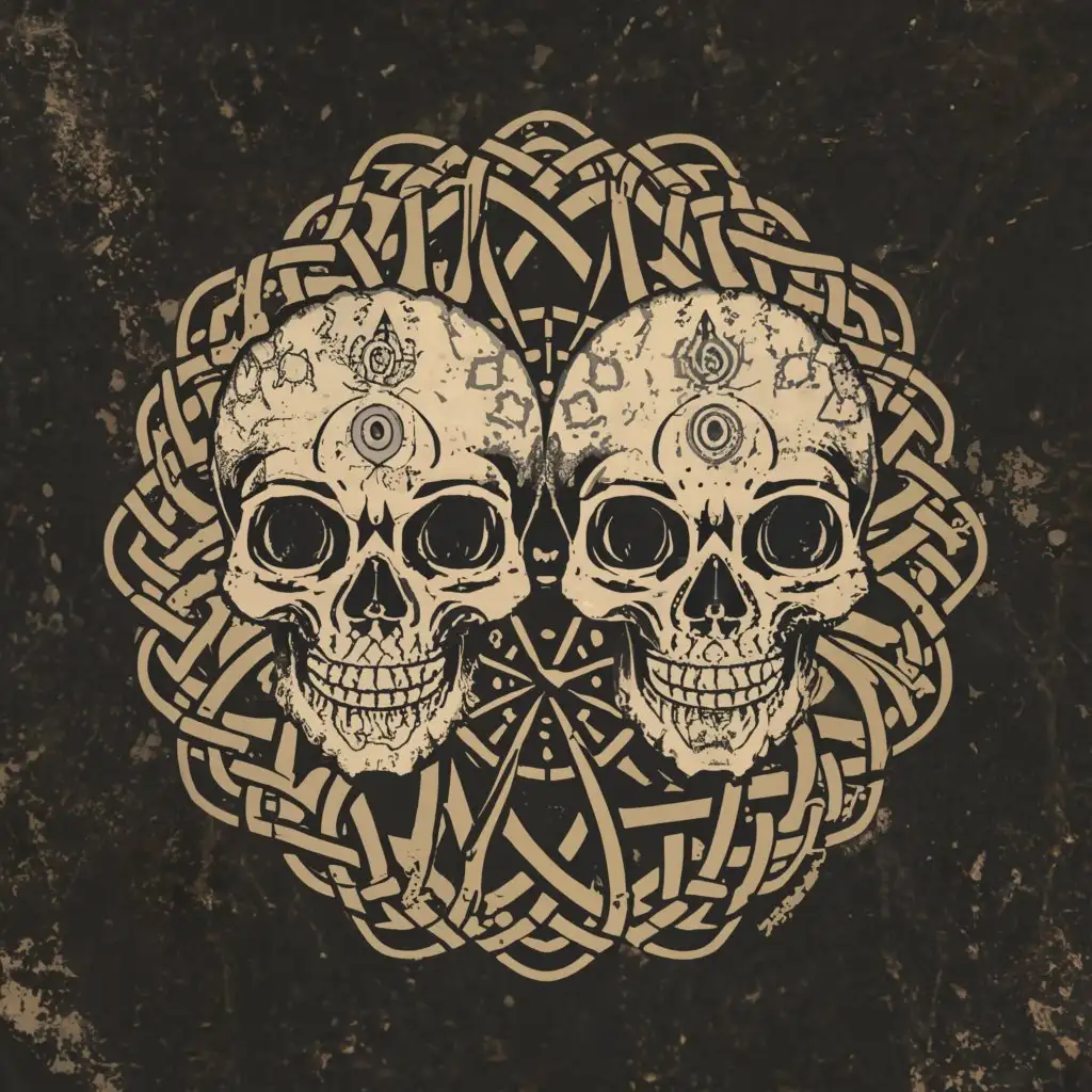 LOGO-Design-for-Dressed-In-Decay-Conjoined-Skulls-Sacred-Geometry-on-a-Moderate-Clear-Background