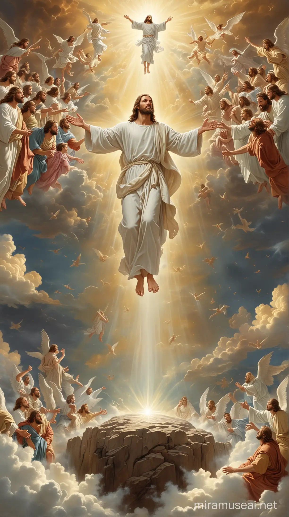 Divine Serenity Jesus Embraced by Heavenly Light