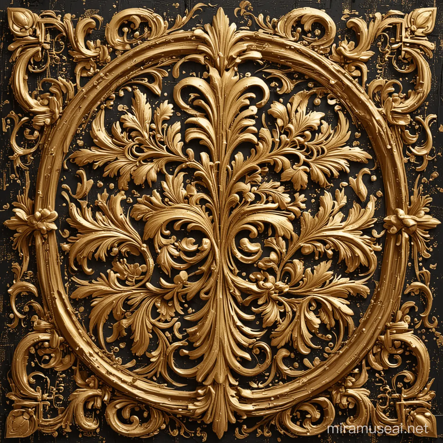Intricate Gold Damask Ornament Artwork Hyperdetailed Vector Design